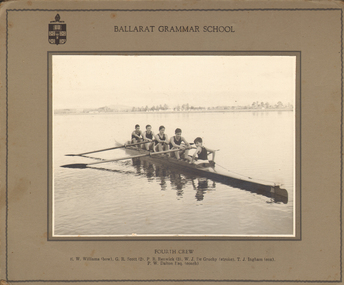 b&w photograph, Ballarat Grammar School Fourth Rowing Crew c1963