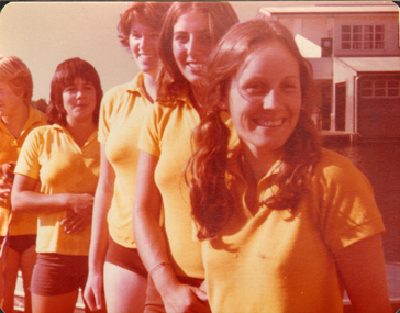 Coloured Photograph, Members of the first girls' B&QAGS rowing crew 1979