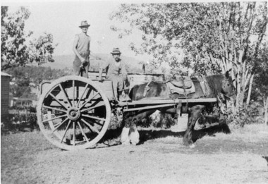 Negative Photographic Reproduction, Charlie Griffiths and Charlie Hort on cart, 14.2.1983