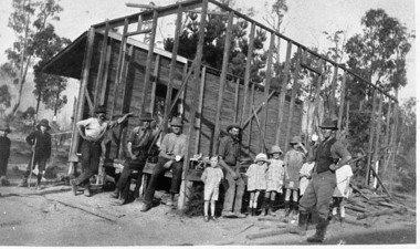 Negative Photographic Reproduction, Warburton East, Primary School being demolished, 1988