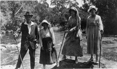Negative Photographic Reproduction, Rene Hilditch with friends by the Yarra, 14.9.1983