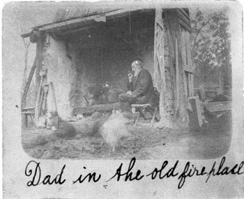 Negative Photographic Reproduction, Dad Hilditch in the old fireplace presumably Sunnydale, 14.9.1983