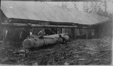 Negative Photographic Reproduction, Working on a log at a mill Hoddles Creek