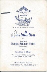 Document, Programme, Installation of Brother Douglas William Nisbet