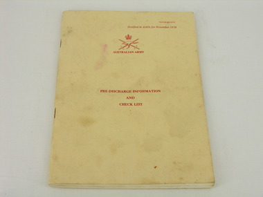 Book, Pre-Discharge Information and Check List
