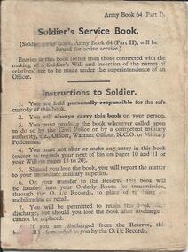 Booklet, Soldier's Service Book