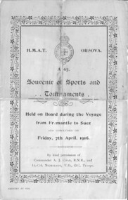 Document, Souvenir of Sports and Tournaments