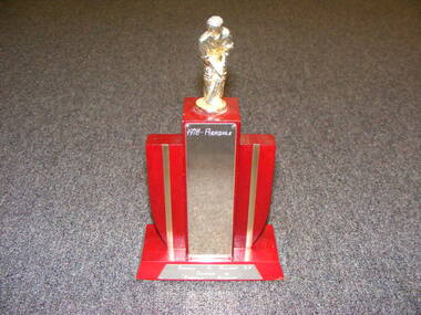 A cricket trophy with engraving Aradale 1978