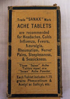 Packet of "Sanax" Ache Tablets