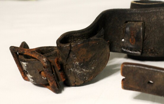 Wrist section of restraint belt with buckle