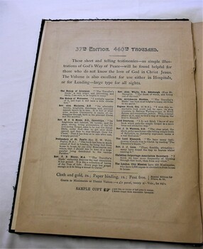 Second page - Describes the text within. Materials used. Publisher details.