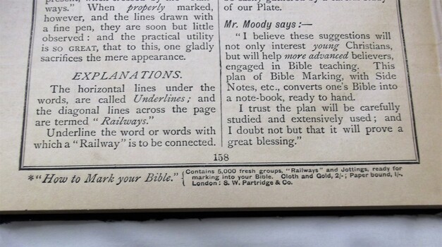 Closer photograph detailing bible marking instructions.