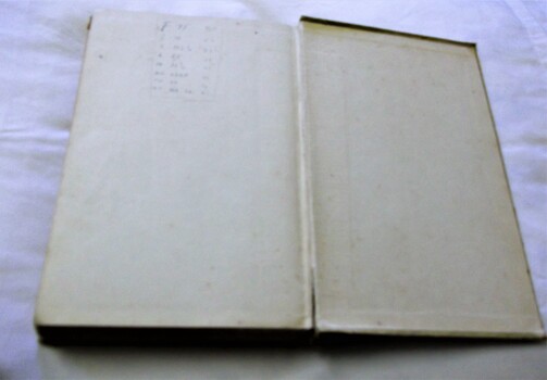 Inside back cover with handwriting 