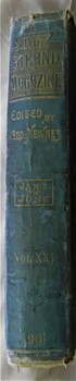 Closer image of book spine showing gold writing