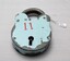 Gaol padlock with cracked blue enamel paint
