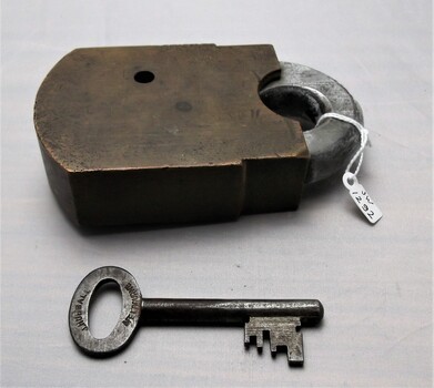 Brass Padlock and Functional Key with Engraving