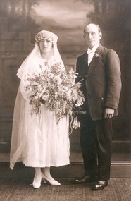 Sepia Photograph, Maker Unknown, Wedding Photograph Mary Cody and Ted Molloy, 1947 (exact)