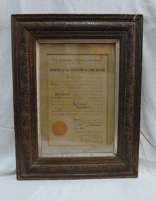 Document - Charter, framed, 1885
