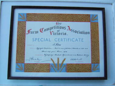 Show Certificate, Tom Kerr - Show winner, 1939 (exact)