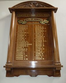 Honour Roll, Not known, Roll of Honour 1914 - 1918  Dumosa and Towaninnie, 1919 (estimated)