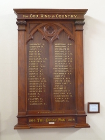Wycheproof Honour Roll, FOR GOD KING AND COUNTRY 1914 -1918 WAR, 1919