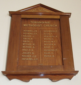 Framed photograph, Mrs Elaine Storey, Roll of Honour Towaninnie Methodist Church, 26/10/2008