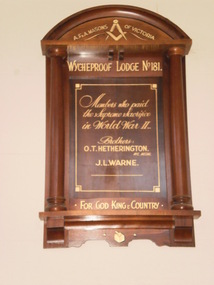 ROLL OF HONOUR, MASONS WYCHEPROOF LODGE NO.181  SUPREME SACRIFICE  WW11, Circa 1946
