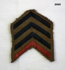 Set of red & blue chevrons for service WW1