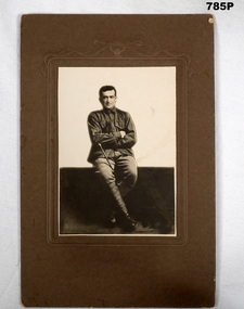 B & W photo on a brown card background