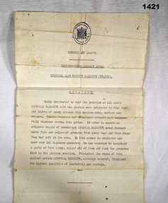 Citation for the award of a DCM WW2