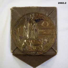 Bronze round memorial plaque WW1