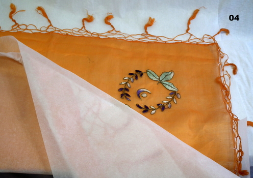 Orange and white silk cloth embroidery WW1