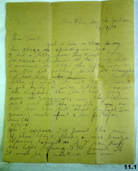AIF soldiers letter to his sister from Jordan WW1