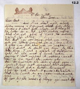 Soldiers letter to his sister from Egypt WW1