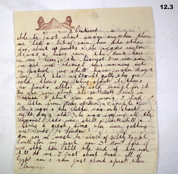 Soldiers letter to his sister from Egypt WW1