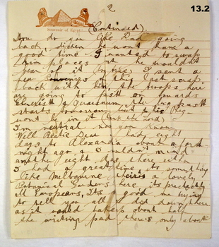 Soldiers letter to his sister from Egypt WW1