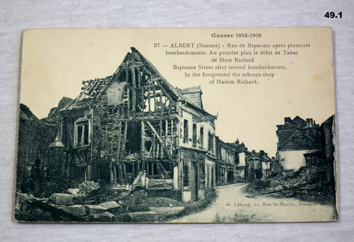 Six photo postcards of war damage WW1