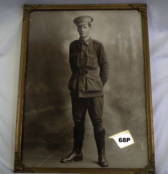 Framed studio photo AIF soldier WW1