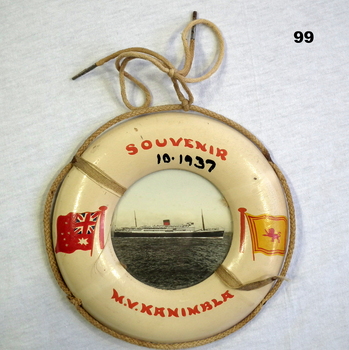 Souvenir life jacket MV Kanimbla 1937