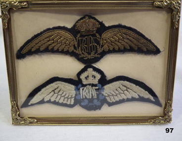 RAAF uniform insignia framed WW2