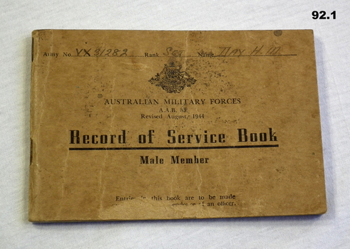 Record of service book AIF WW2