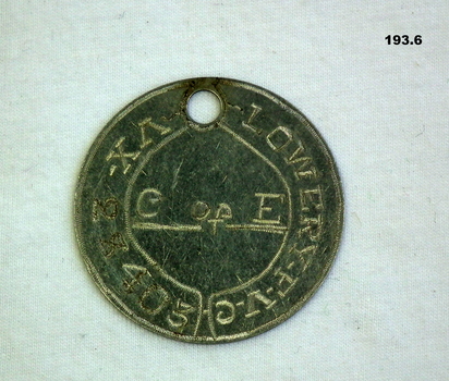 Single personal made identity disc WW2