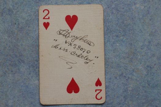Two of hearts signed by a soldier