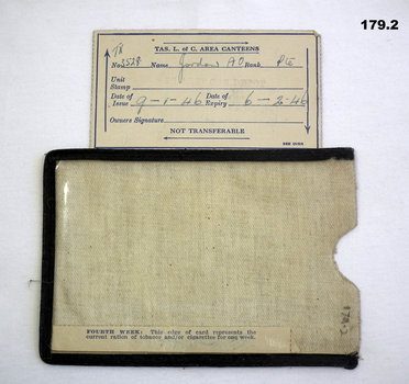 Canteen certificate card for use by POW’s
