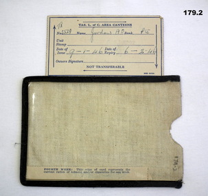 Canteen certificate card for use by POW’s