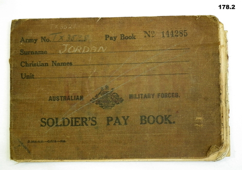 Military pay book AIF issued WW2