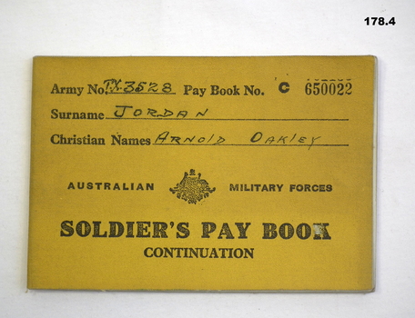 Military pay book AIF issued WW2