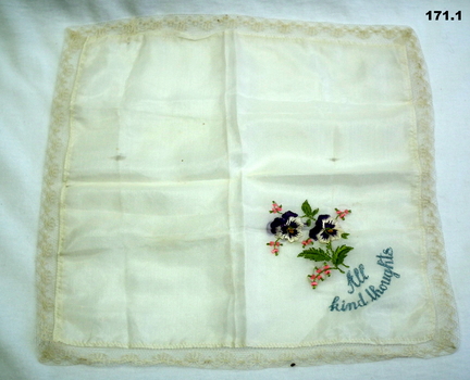 Embroidered colour silk handkerchiefs WW1