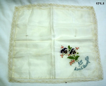 Embroidered colour silk handkerchiefs WW1