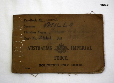 Pay book Military issued WW1